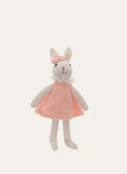 PELUCHE LAPINE AVEC ROBE ROSE ECRU/ROSE