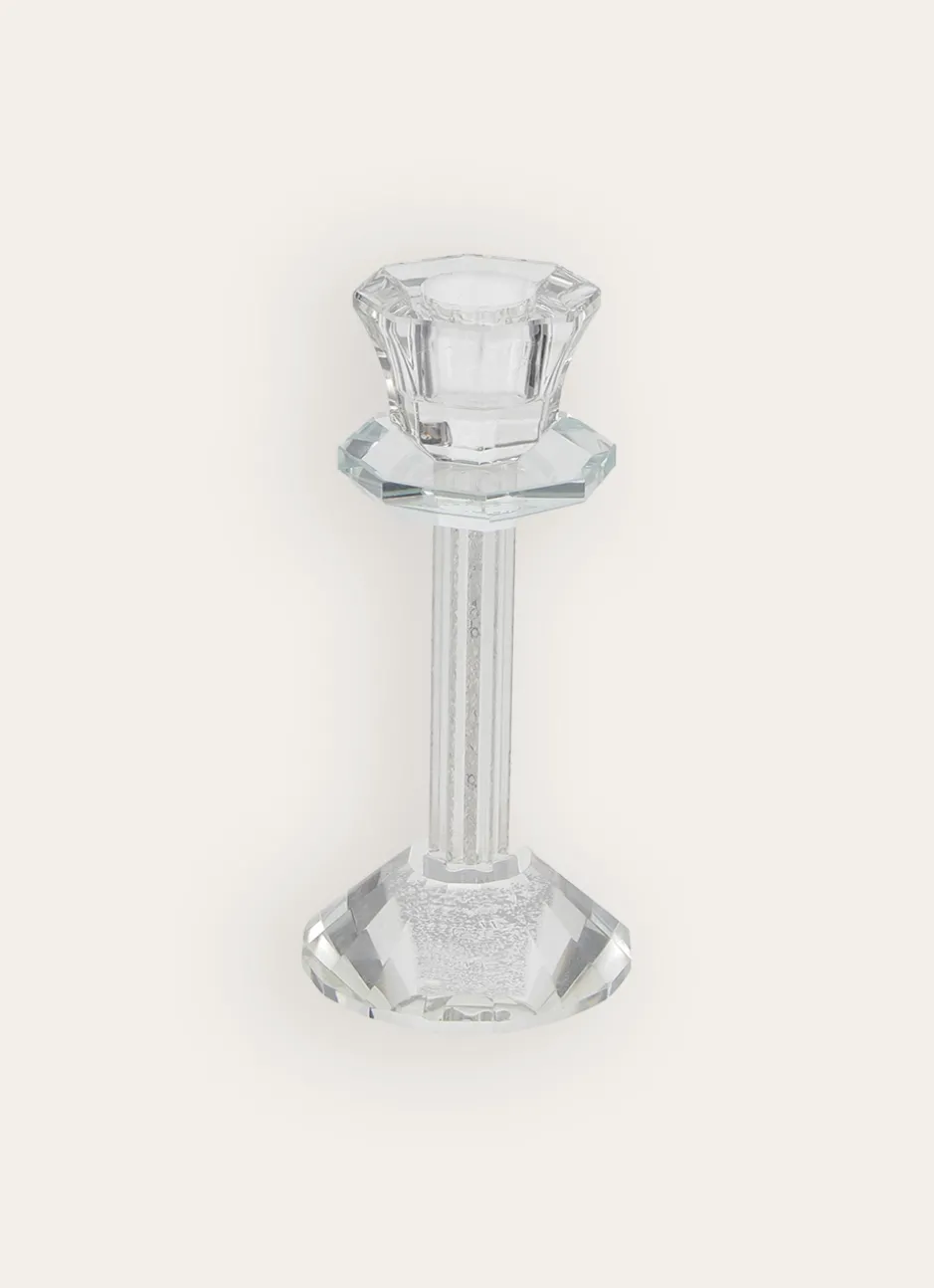 PETIT BOUGEOIR EN VERRE TRAVAILLÉ AVEC CRISTAUX TRANSPARENT
