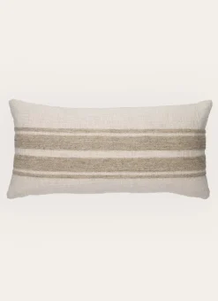 PETIT COUSSIN TEXTURÉ AVEC BANDE BRODÉE EN JUTE BEIGE
