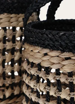 PETIT PANIER TRESSÉ AVEC ANSES NATUREL/NOIR