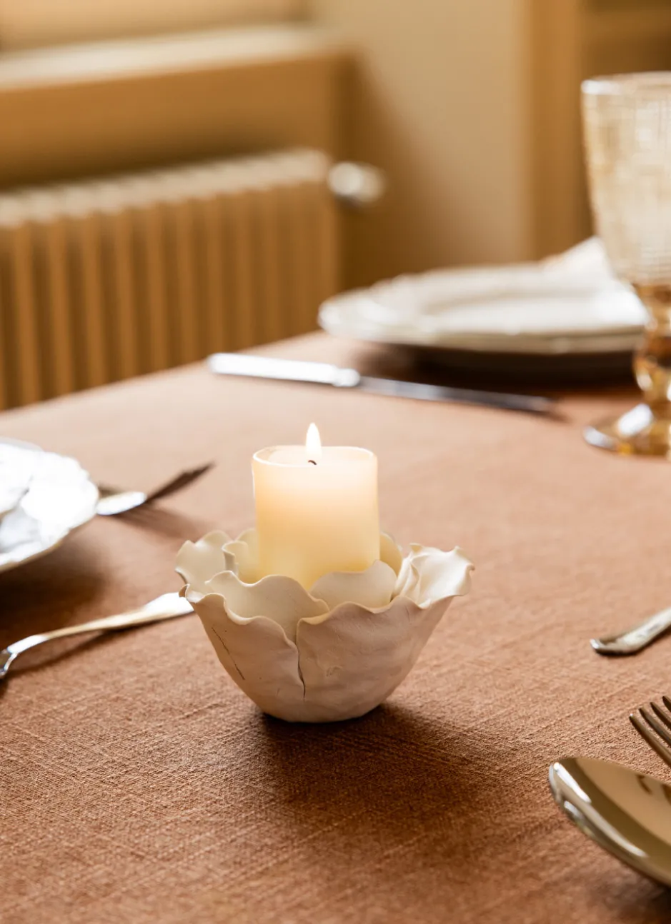 PHOTOPHORE FLEUR POUR BOUGIE BLANC MAT