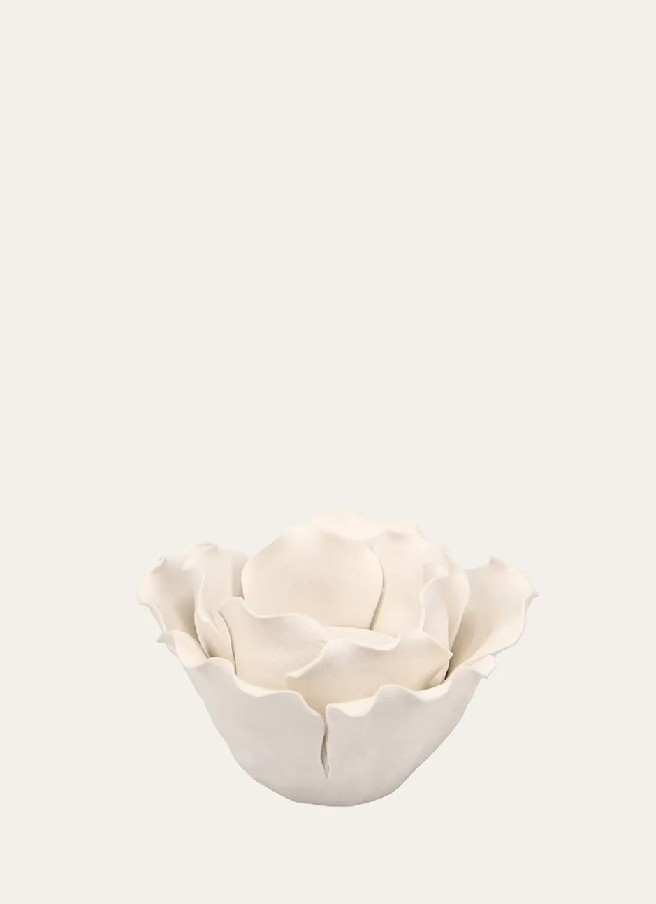 PHOTOPHORE FLEUR POUR BOUGIE BLANC MAT