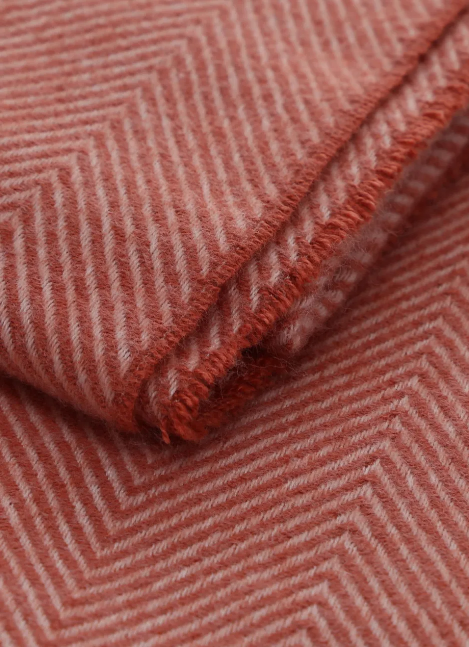 PLAID À MOTIFS CHEVRONS JACQUARD HANK TERRACOTTA