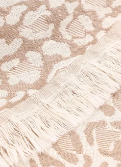 PLAID EN COTON JACQUARD MOTIF LÉOPARD BEIGE
