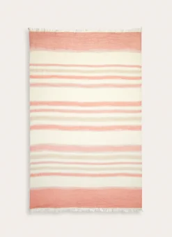 PLAID EN GAZE DE COTON RAYÉ TERRACOTTA
