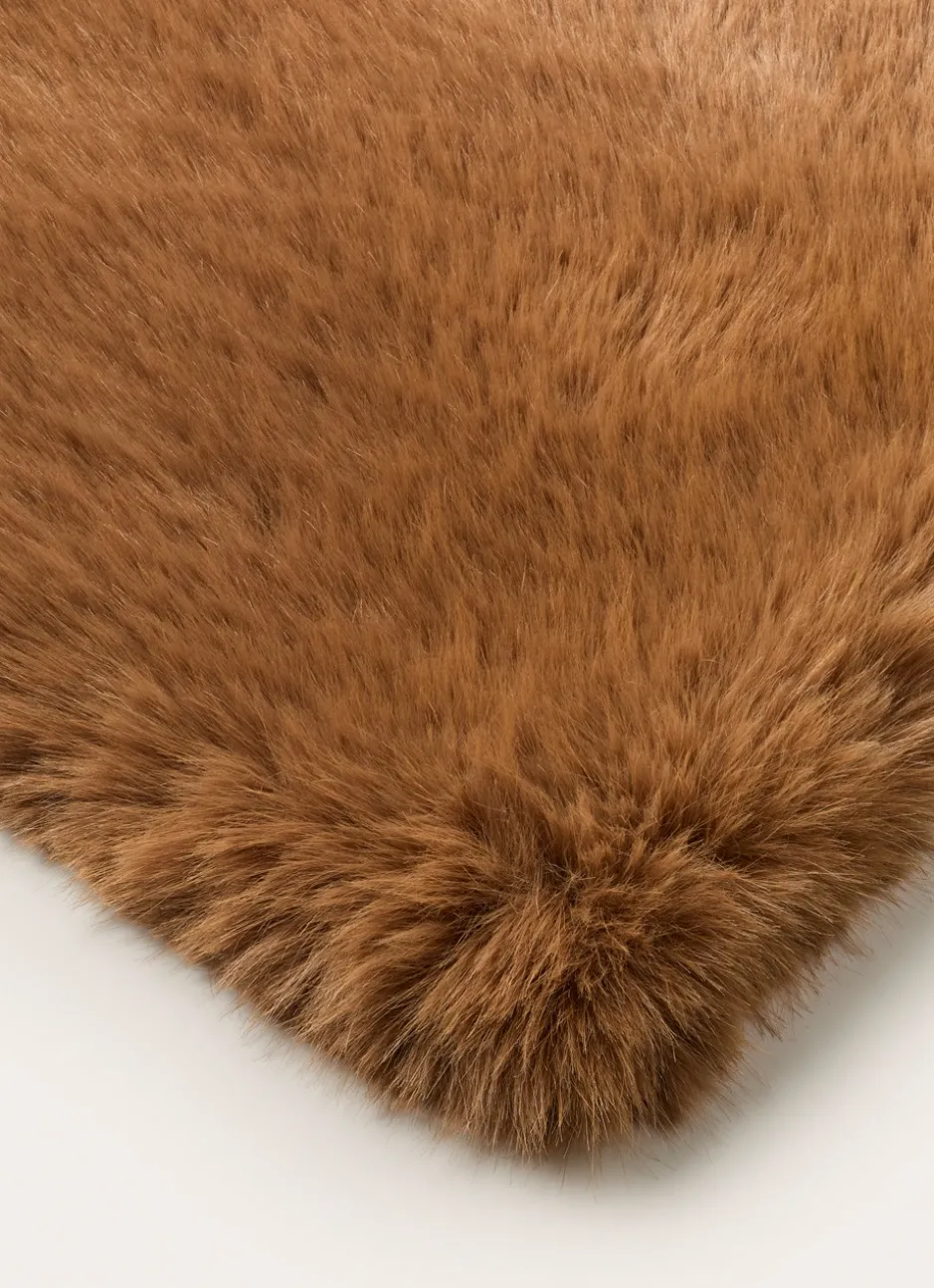 PLAID FAUSSE FOURRURE FAUVE BRUN