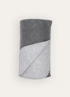 PLAID POLAIRE BICOLORE GRIS CLAIR