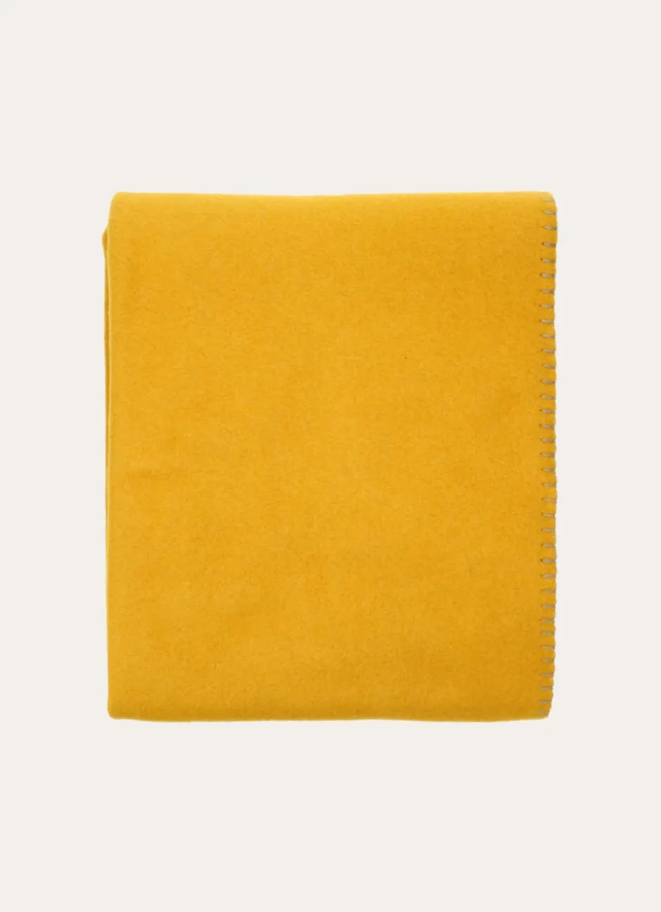 PLAID POLAIRE BICOLORE OCRE