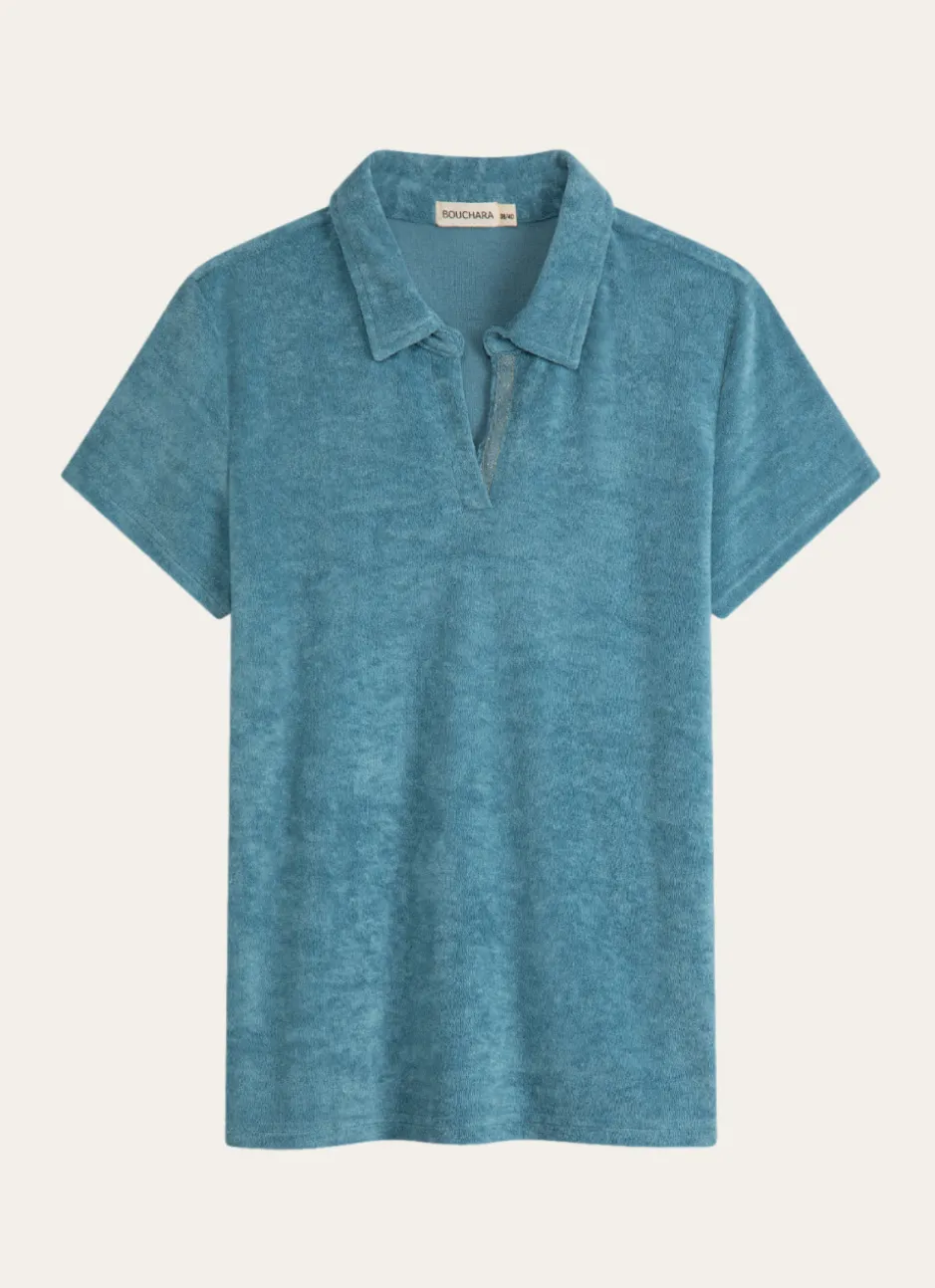 POLO EN MAILLE ÉPONGE TURQUOISE