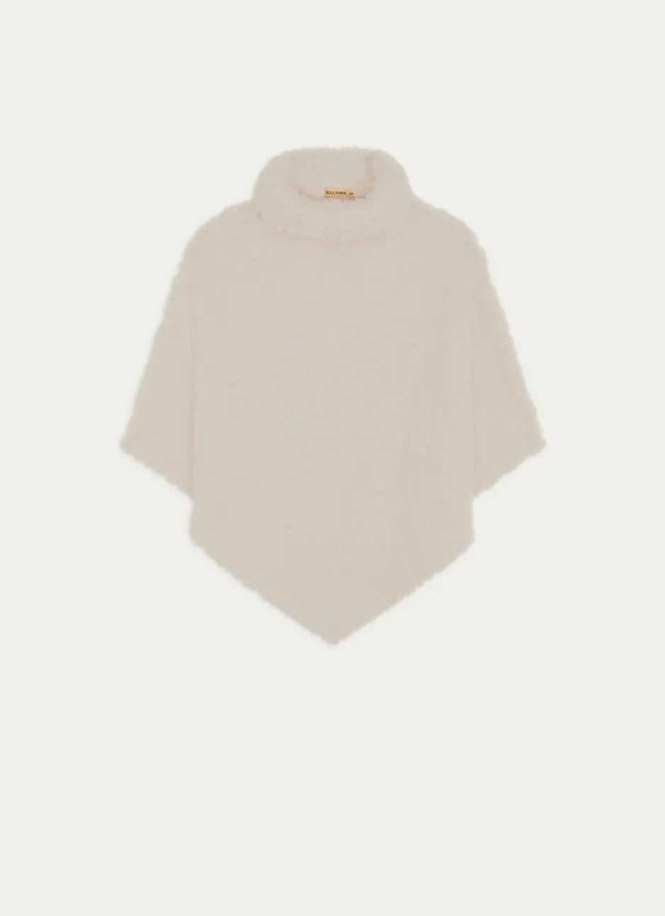 PONCHO EN POLAIRE EMBOSSÉ CANDY ÉCRU