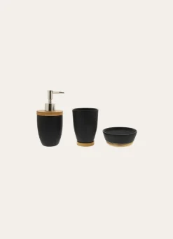 PORTE-SAVON EN GRÈS ET BAMBOU NOIR/BAMBOU