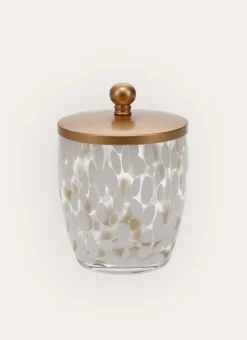 POT DE SALLE DE BAIN MODERNE EFFET TACHETÉ BLANC/DORE