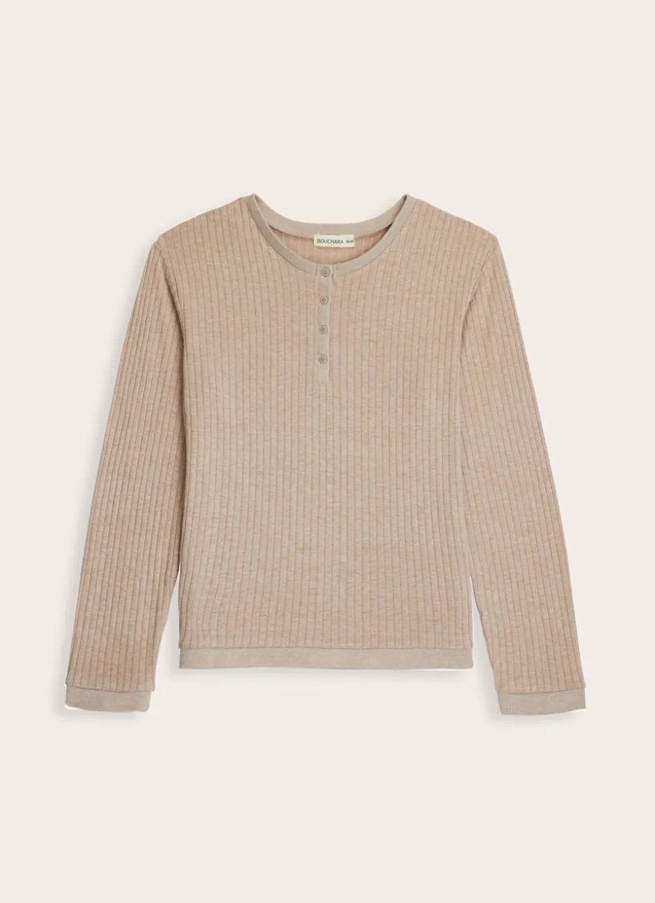 PULL EN MAILLE DOUCE CÔTELÉE ROUV BEIGE