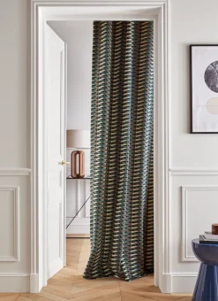 RIDEAU EN JACQUARD MOTIF GÉOMETRIQUE vert