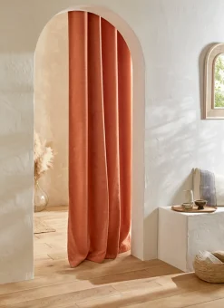 RIDEAU EN VELOURS CHENILLE UNI TERRACOTTA