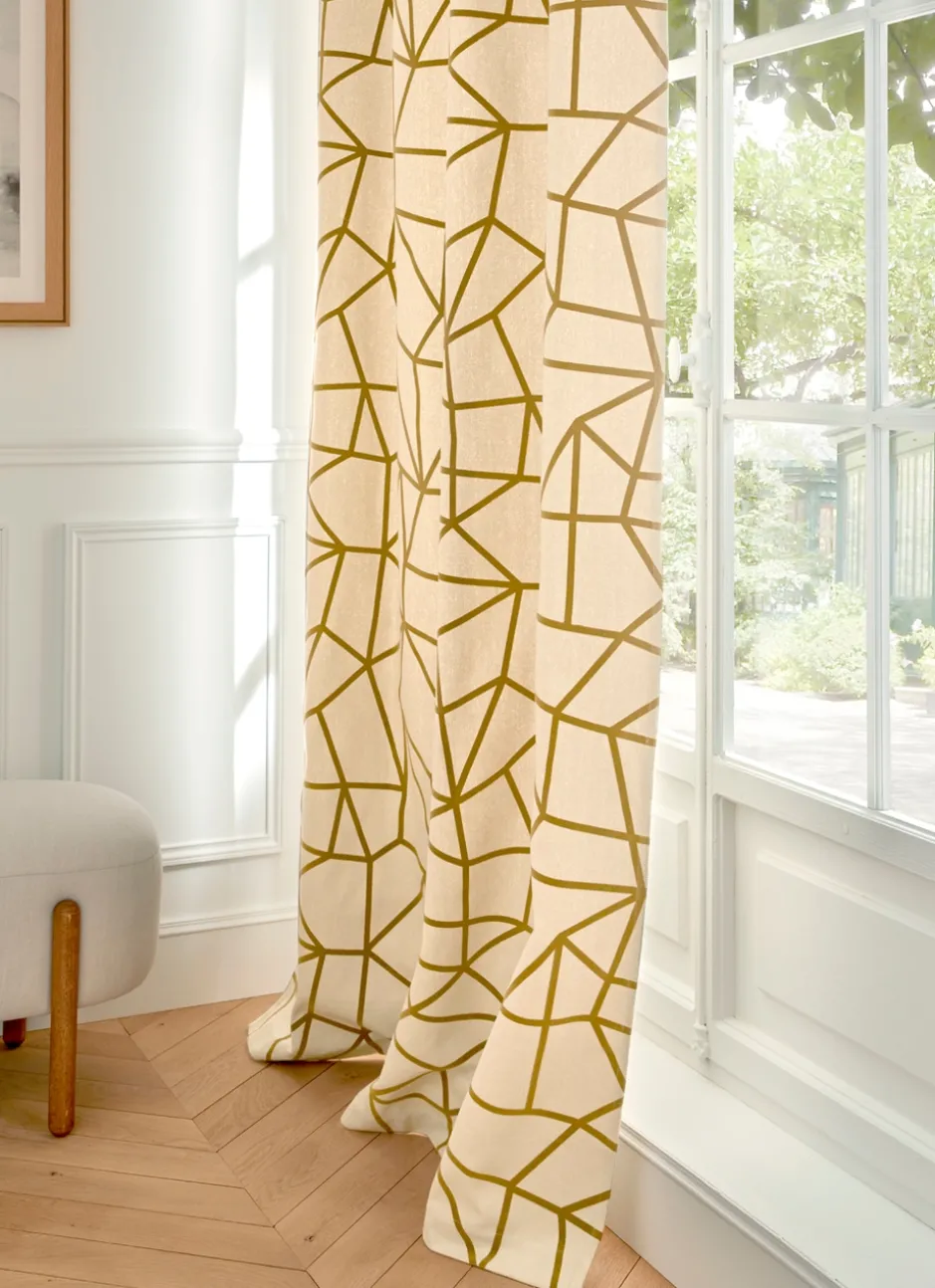 RIDEAU EN VELOURS DE COTON LIGNES GÉOMÉTRIQUES BRONZE