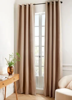 RIDEAU THERMIQUE UNI EFFET VELOURS MAT GROELAND TAUPE