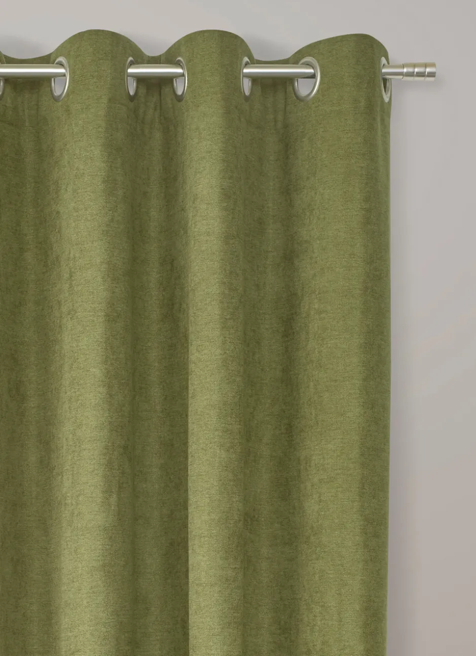 RIDEAU THERMIQUE UNI EFFET VELOURS MAT KAKI