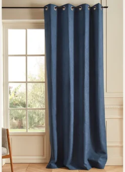RIDEAU THERMIQUE UNI EFFET VELOURS MAT BLEU