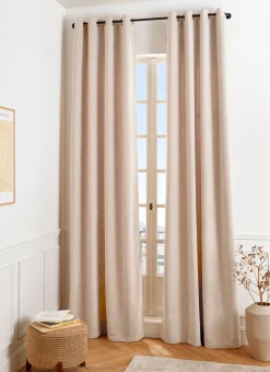 RIDEAU UNI ASPECT VELOURS TOUCHER DOUX CANNA ECRU