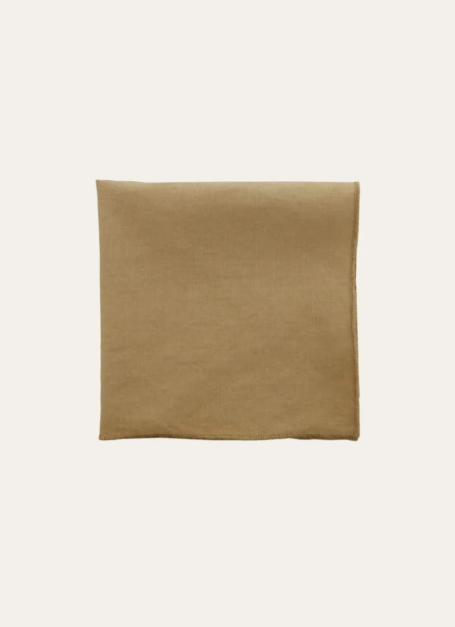 SERVIETTE DE TABLE EN COTON ET LIN BOURDON COLORÉ TABAC