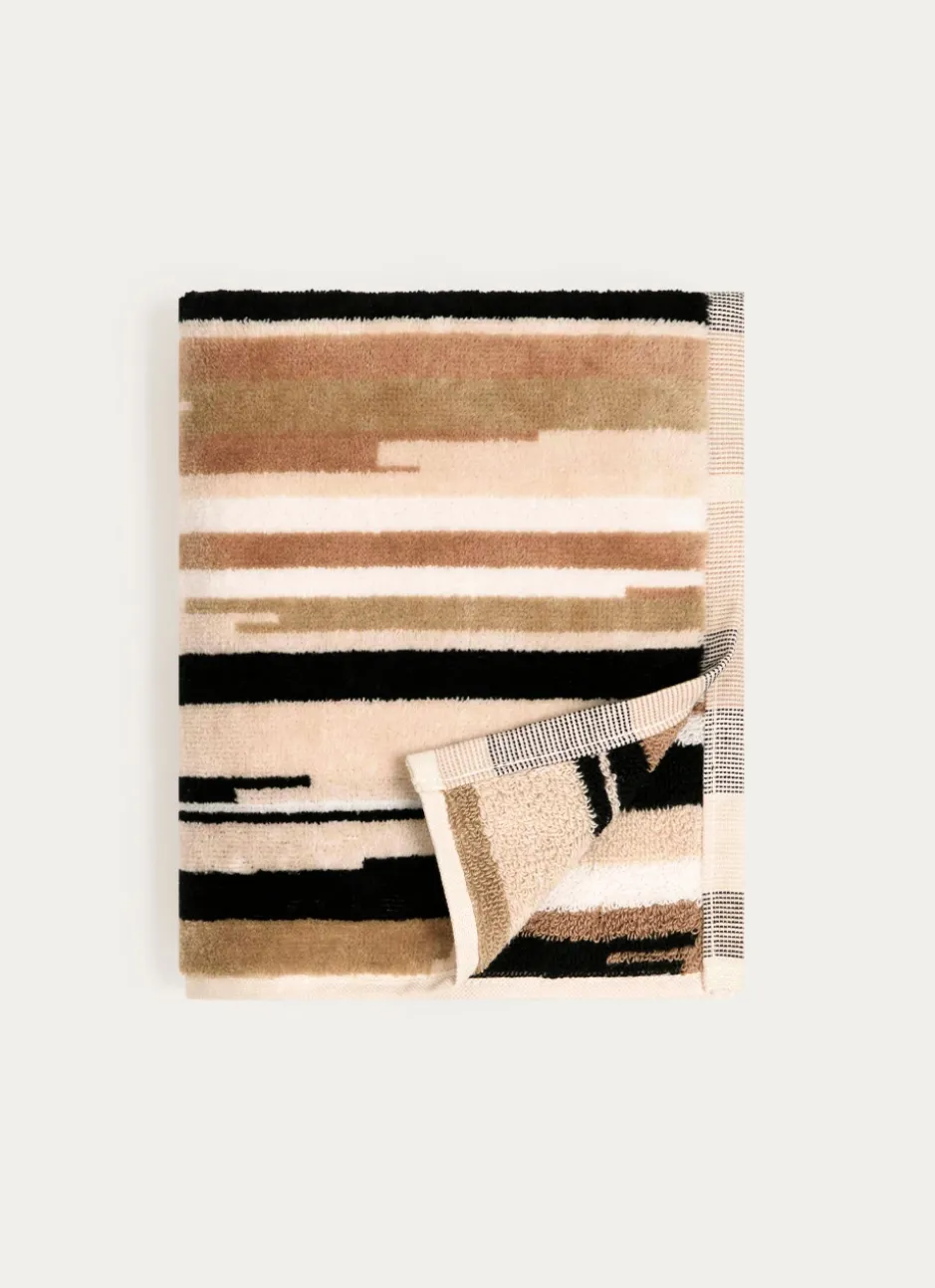 SERVIETTE DE TOILETTE EN VELOURS À RAYURES MULTICOLORE