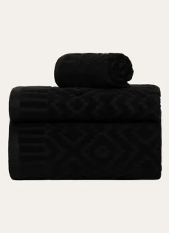 SERVIETTE DE TOILETTE EN JACQUARD Noir