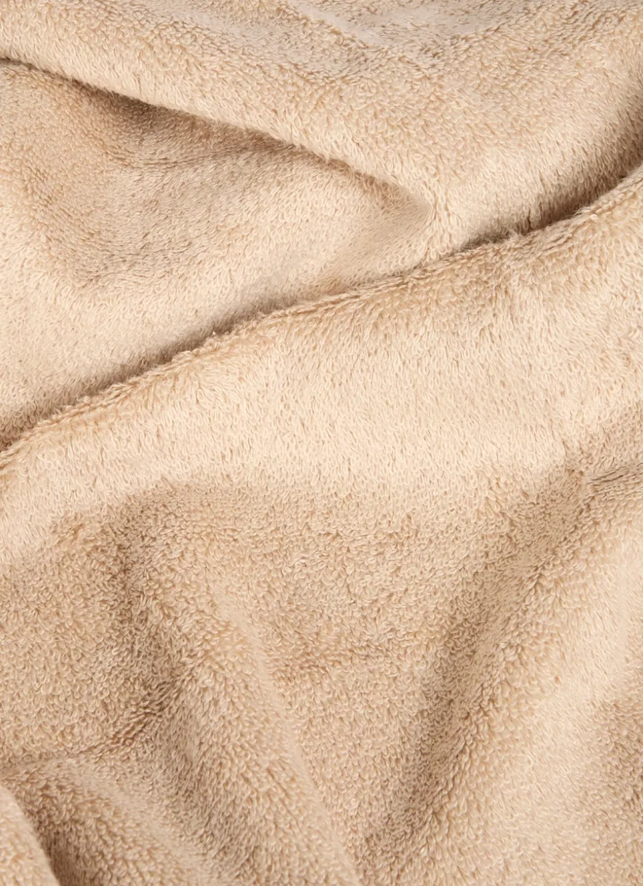 SERVIETTE DE TOILETTE EN COTON ET SOIE AGNES BEIGE FONCE