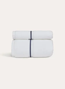 SERVIETTE DE TOILETTE FINITION BOURDON OPÉRA BLANC/MARINE