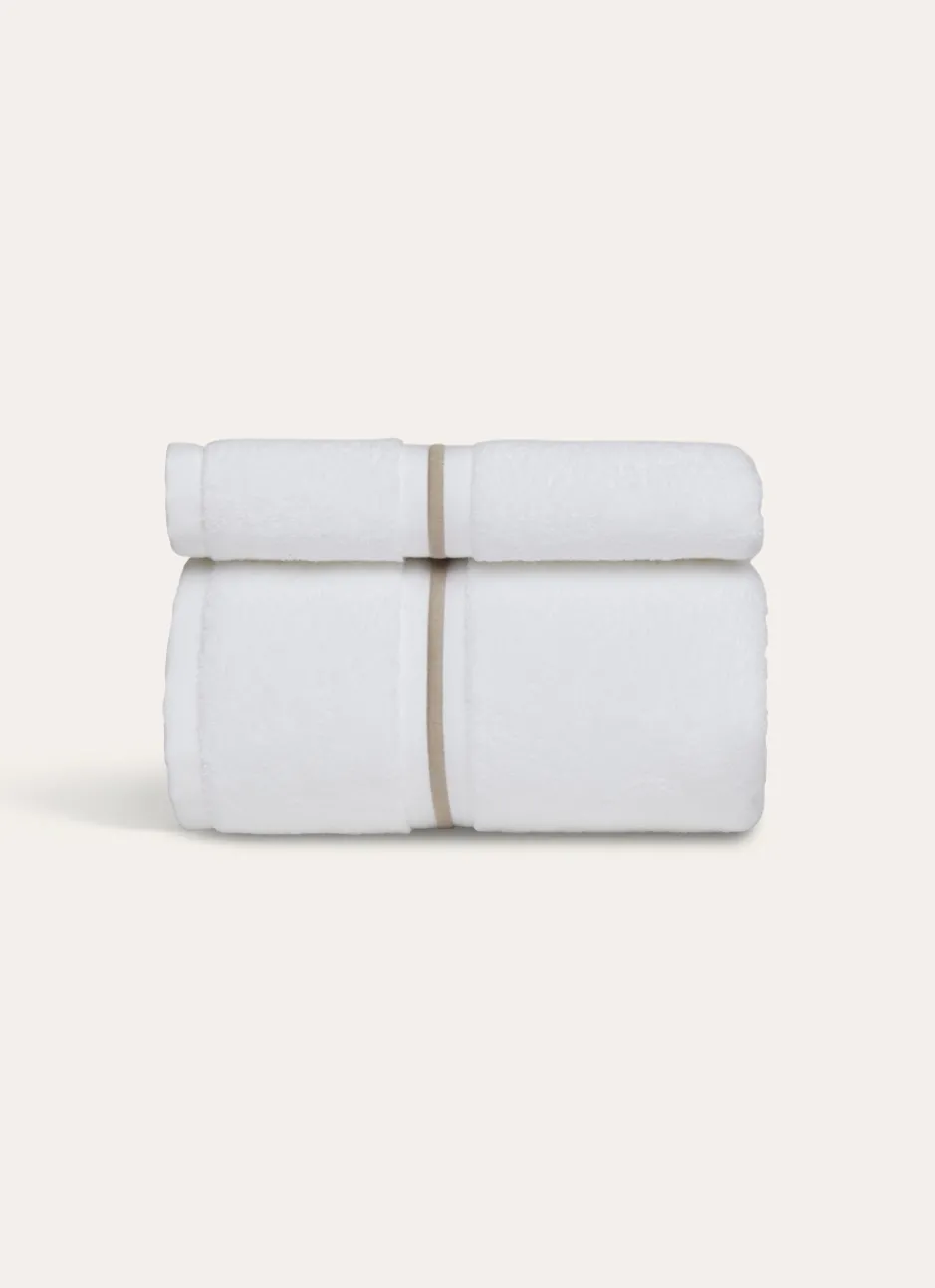 SERVIETTE DE TOILETTE FINITION BOURDON OPÉRA BLANC/BEIGE