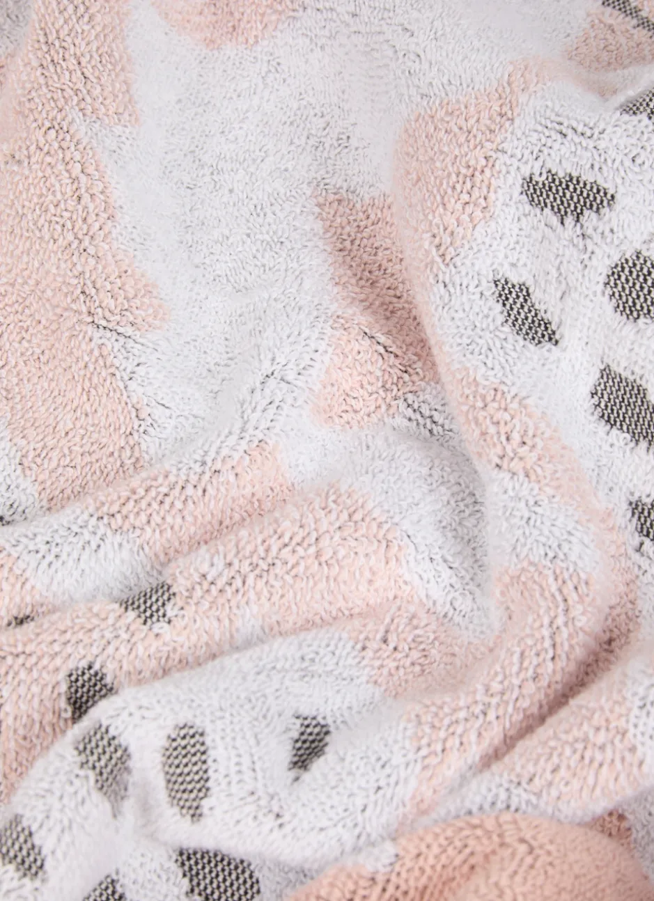 SERVIETTE DE TOILETTE JACQUARD MOTIF FLORAL ROSE
