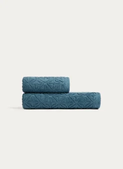 SERVIETTE DE TOILETTE JULIAN À MOTIF GÉOMÉTRIQUE BLEU