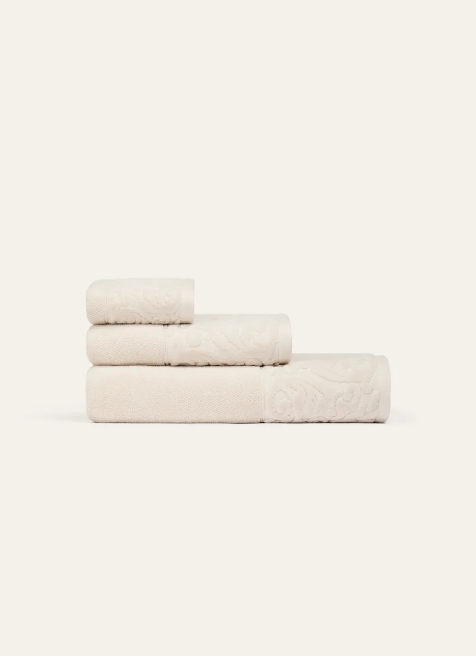 SERVIETTE DE TOILETTE LITEAU VELOURS CISELÉ BEIGE
