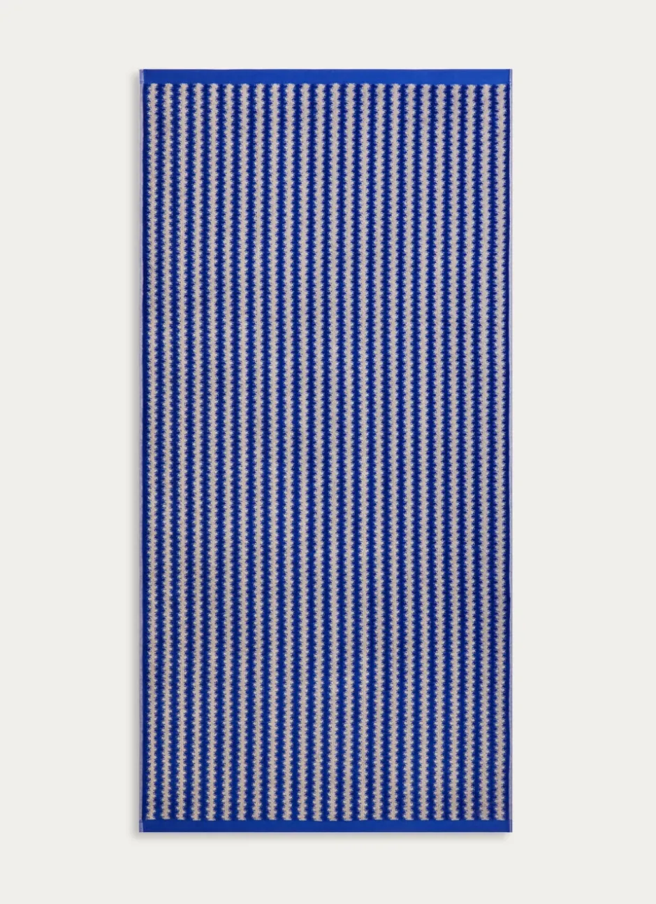 SERVIETTE DE TOILETTE RAYÉE EN JACQUARD CRISTEL BLEU/BEIGE