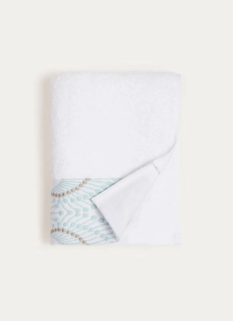 SERVIETTE DE TOILETTE SABRINA A LITEAU FANTAISIE BLANC