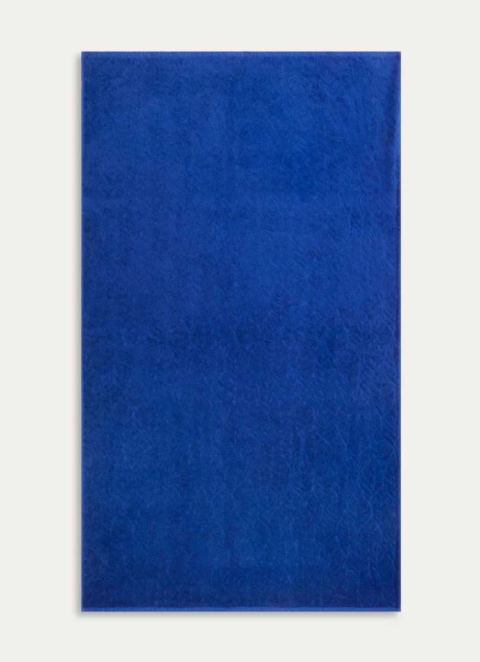 SERVIETTE DE TOILETTE UNIE JACQUARD CISELÉ BLEU