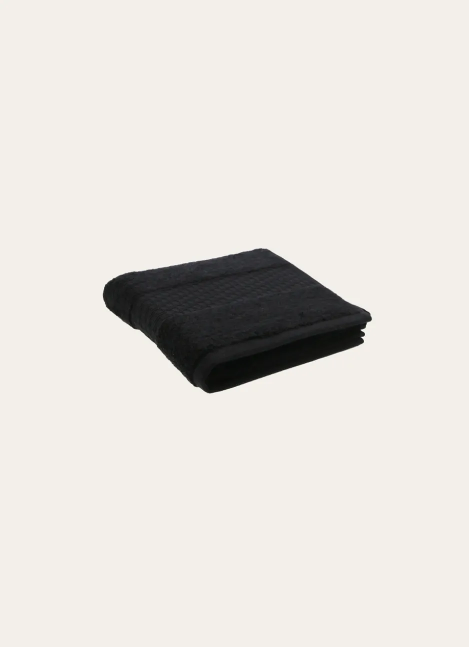 SERVIETTE INVITÉ COTON BIO JACQUARD GAUFRÉ 450GR Noir
