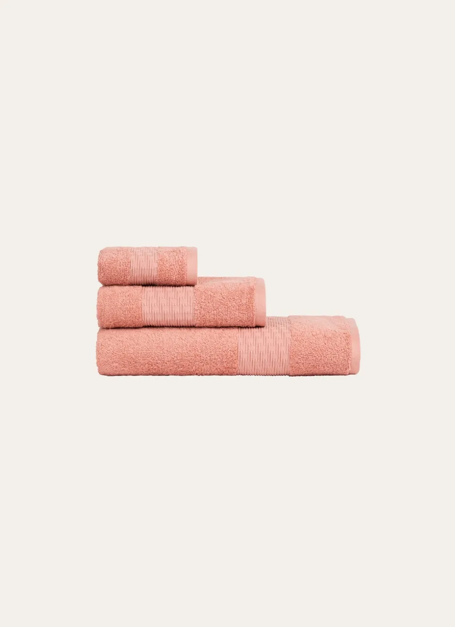 SERVIETTE INVITÉ COTON BIO JACQUARD GAUFRÉ 450GR BLUSH