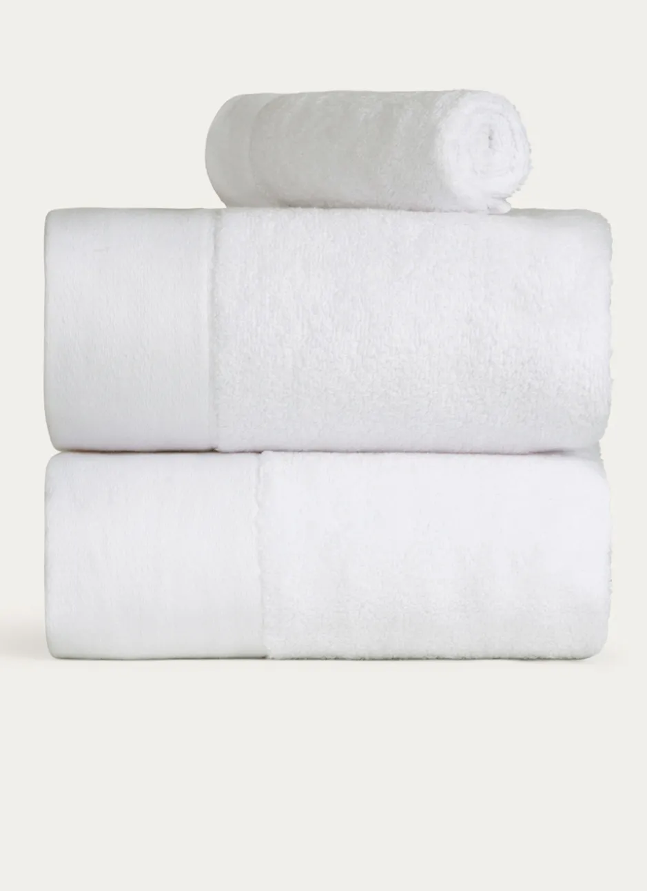 SERVIETTE INVITÉ COTON MOELLEUX ZÉRO TORSION BLANC