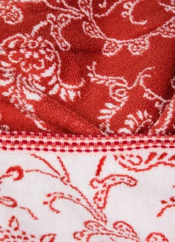 SERVIETTE INVITÉ JACQUARD MOTIF FLORAL ORIANE BLANC / CORAIL