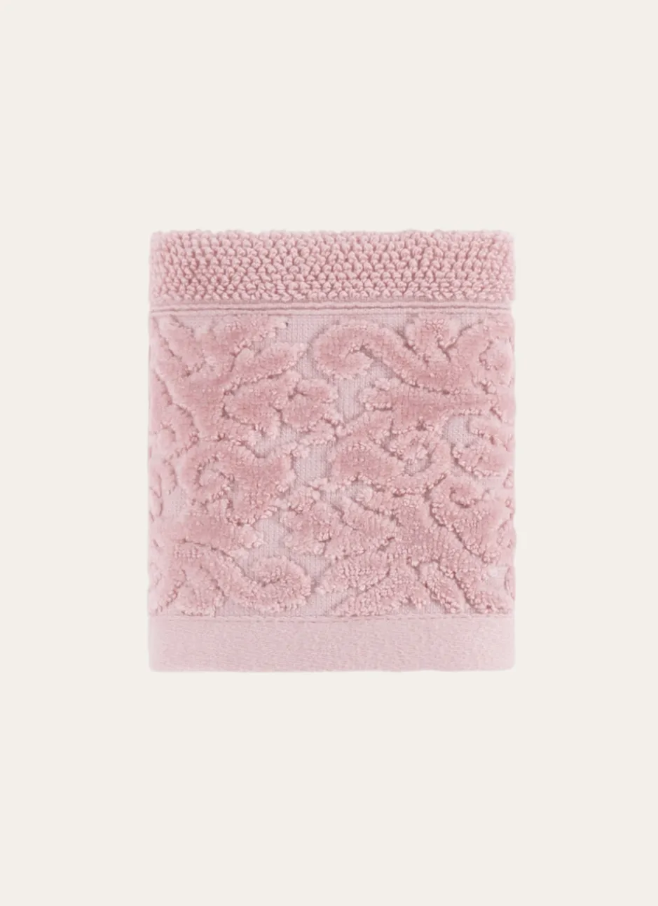 SERVIETTE INVITÉ LITEAU VELOURS CISELÉ ROSE