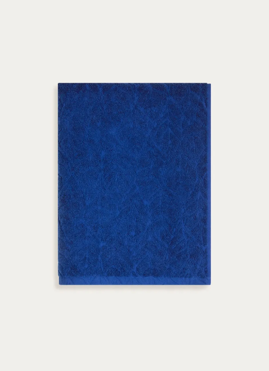SERVIETTE INVITÉ UNIE JACQUARD CISELÉ BLEU