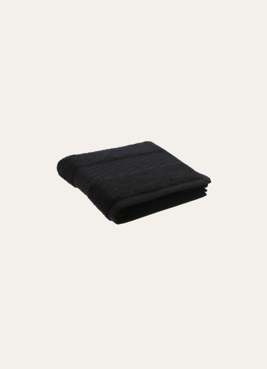 SERVIETTE TOILETTE COTON BIO JACQUARD GAUFRÉ 450 NOIR