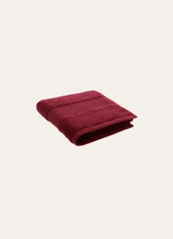 SERVIETTE TOILETTE COTON BIO JACQUARD GAUFRÉ 450 Rouge