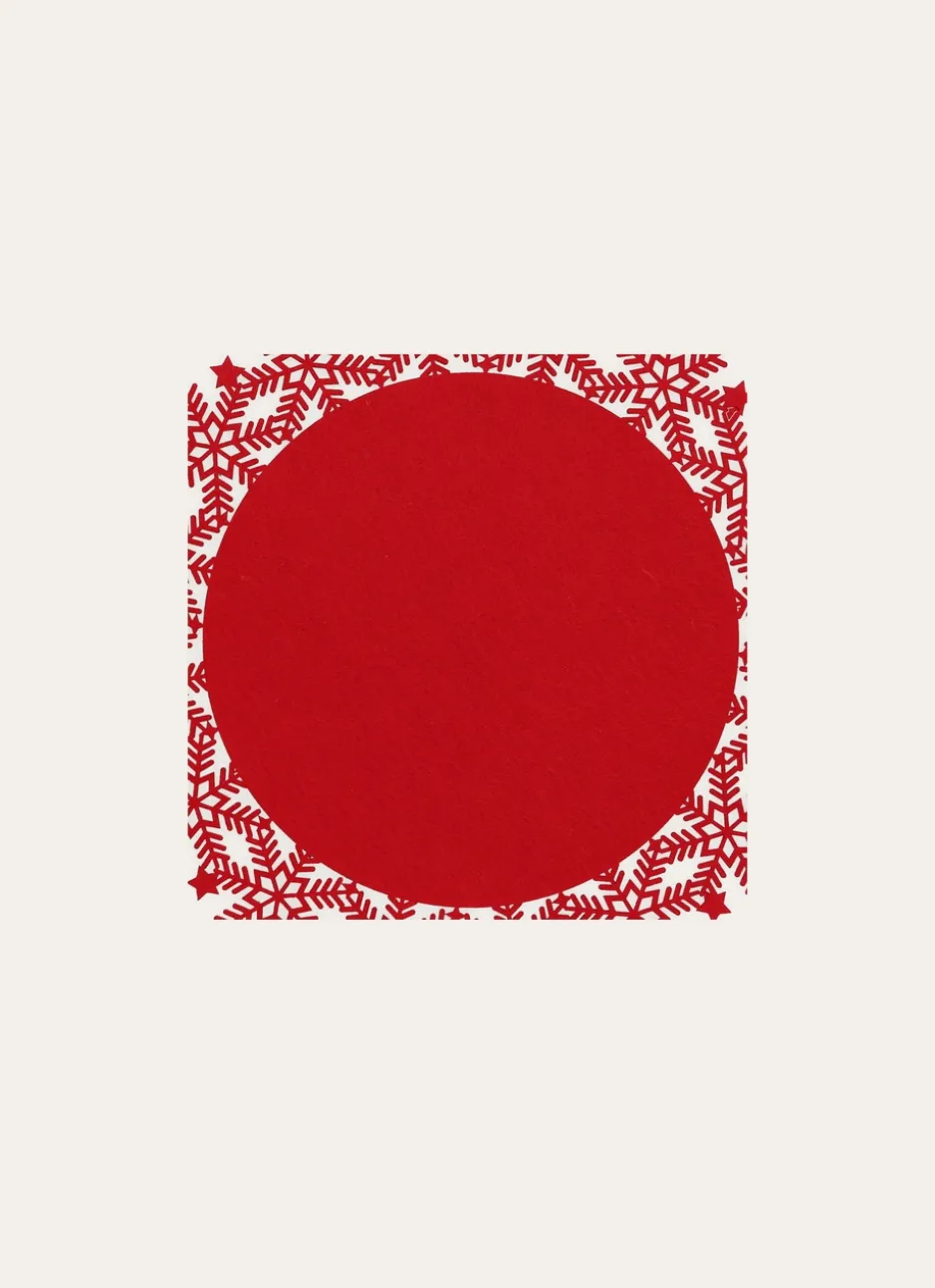 SET DE TABLE EN FEUTRINE DÉCOR CRISTAUX DÉCOUPÉS ROUGE
