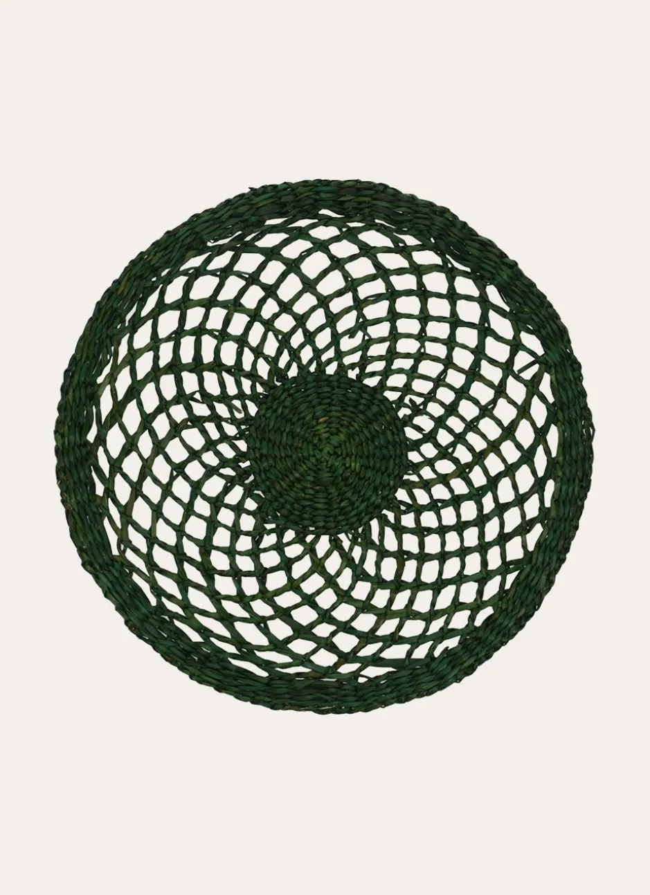 SET DE TABLE EN JONC DE MER TRESSAGE ARTISANAL VERT FONCE