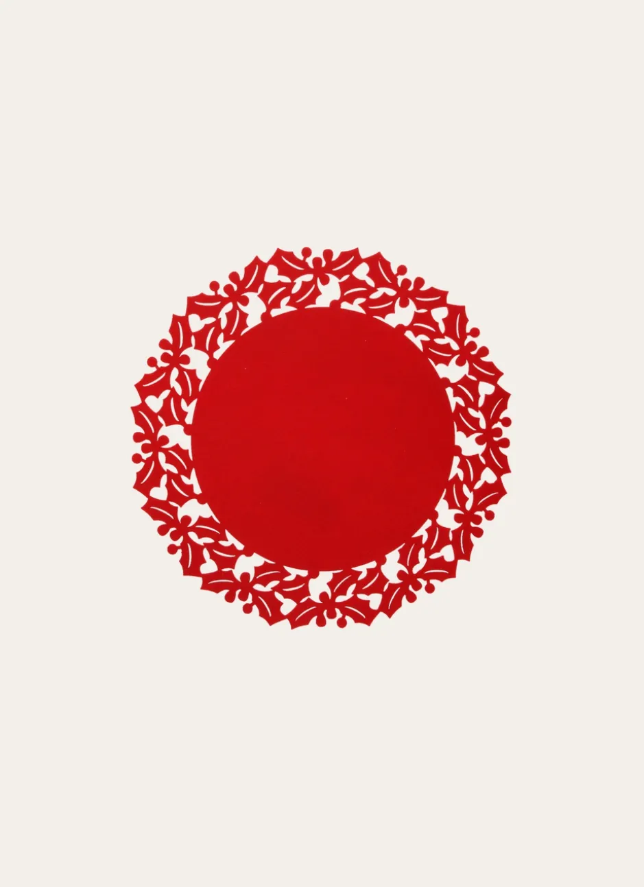 SET DE TABLE ROND EN FEUTRINE HOUX DÉCOUPÉS rouge