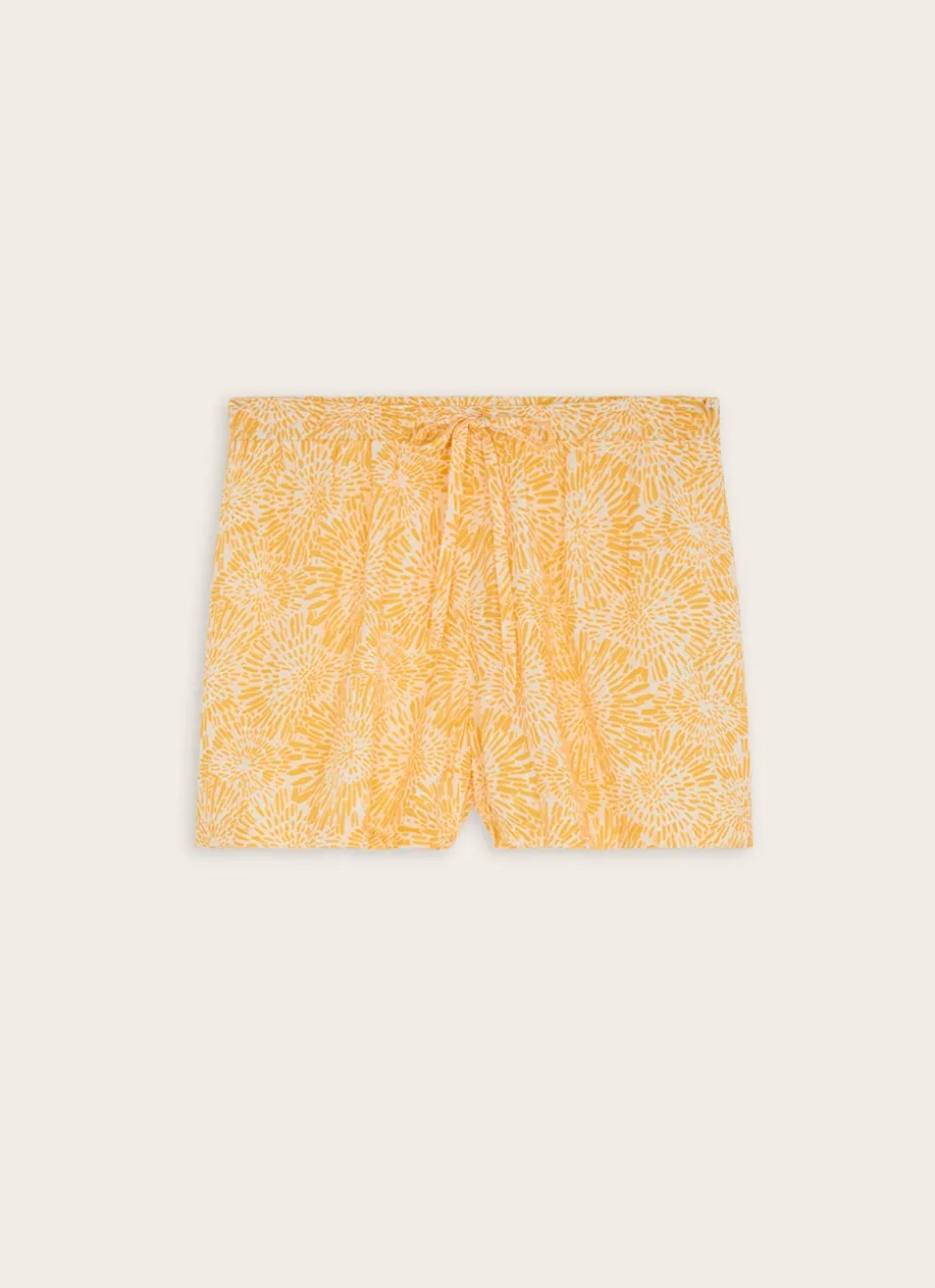 SHORT EN VISCOSE IMPRIMÉE JAUNE
