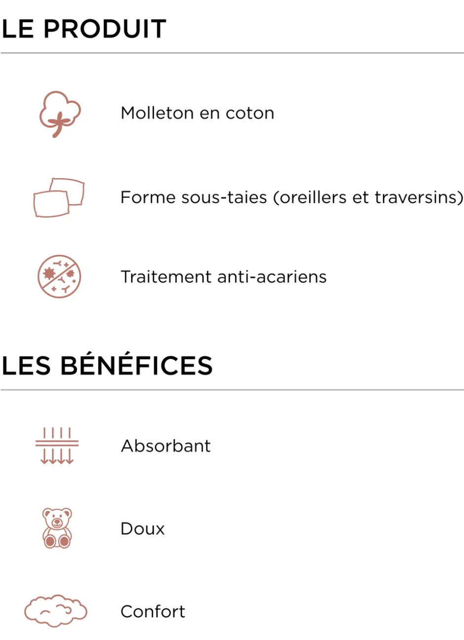 SOUS-TAIE DE TRAVERSIN EN COTON 220GR BLANC