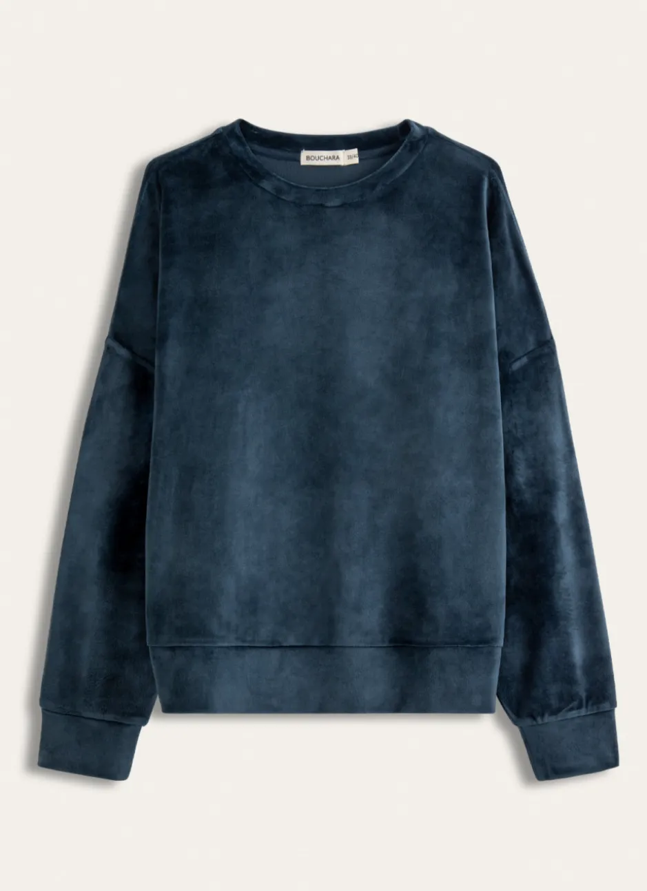 SWEATSHIRT EN VELOURS MARINE